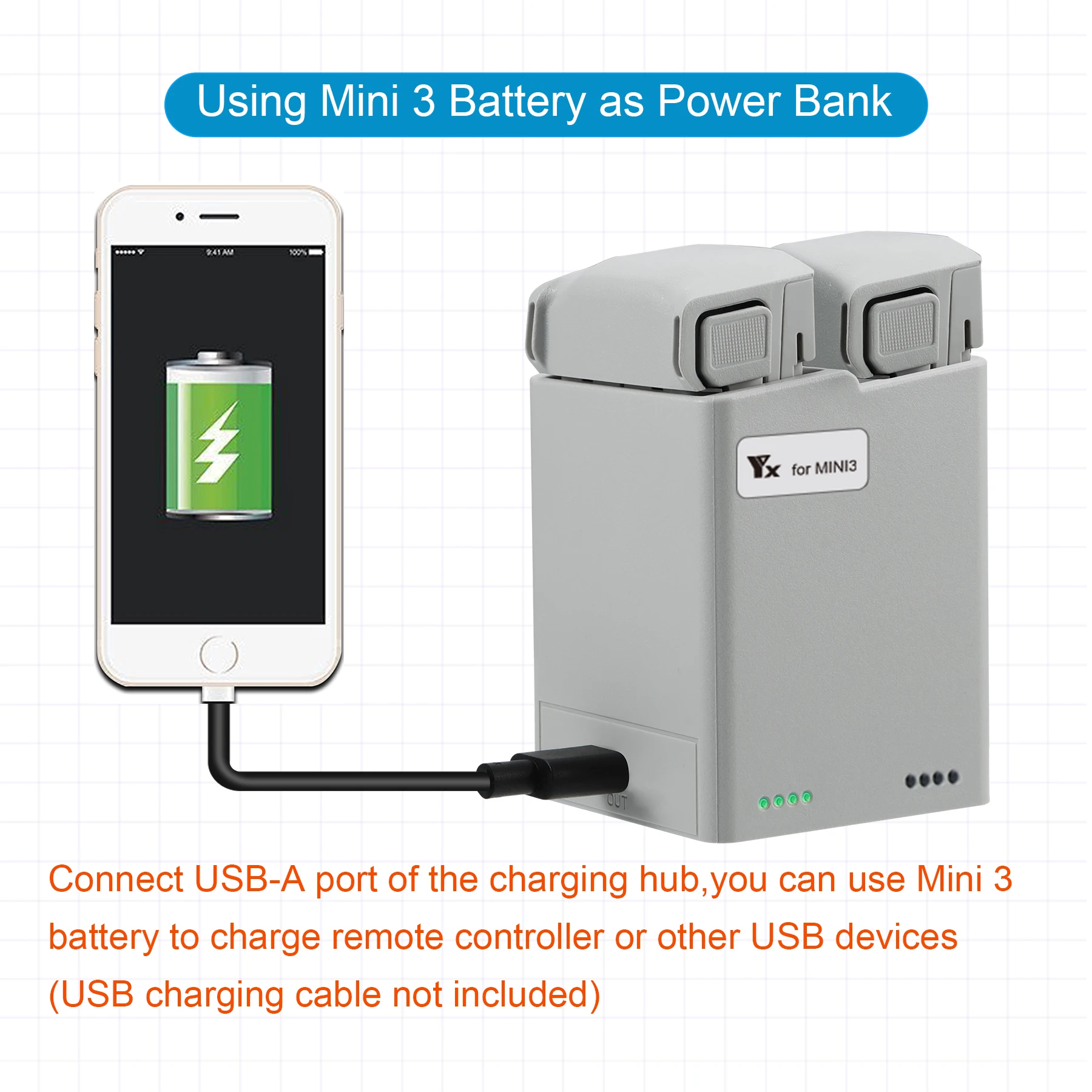 Hub pengisi daya untuk DJI Min - Drone Power Bank ulasan dan harga